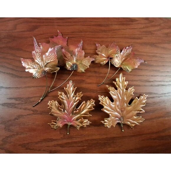 Vintage Copper Loose Leaves Wall Art MCM Hanging Vintage Fall Autumn - Picture 1 of 4